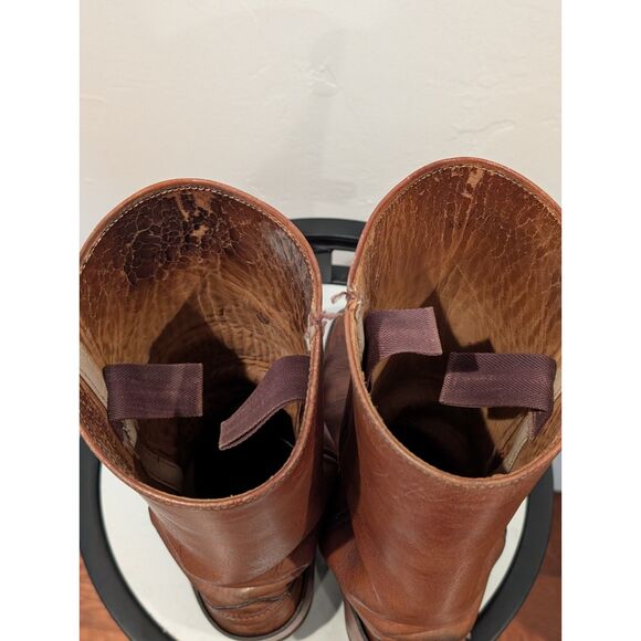 Vintage Brown Leather Harness Boots – Size 8.5–9, CAT/Vibram Sole, Moto Style - Picture 7 of 10